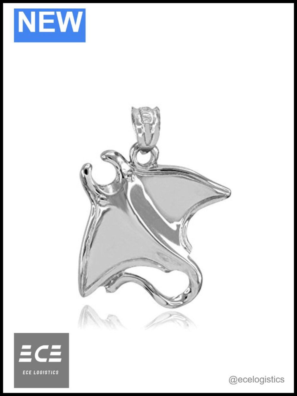 925 Sterling Silver Sting Ray Pendant Necklace Fine Jewelry